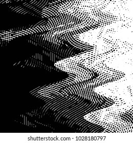 Abstract grunge grid stripe halftone background pattern. Black and white line vector illustration
