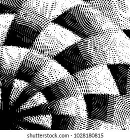 Abstract grunge grid stripe halftone background pattern. Black and white line vector illustration
