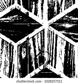 Abstract grunge grid stripe halftone background pattern. Black and white line vector illustration
