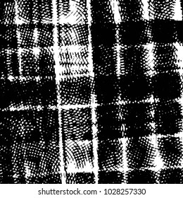 Abstract grunge grid stripe halftone background pattern. Black and white line vector illustration
