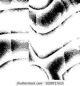 Abstract grunge grid stripe halftone background pattern. Black and white line vector illustration
