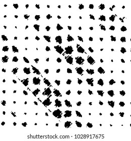 Abstract grunge grid stripe halftone background pattern. Black and white line vector illustration
