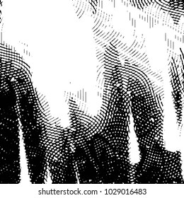 Abstract grunge grid stripe halftone background pattern. Black and white line vector illustration
