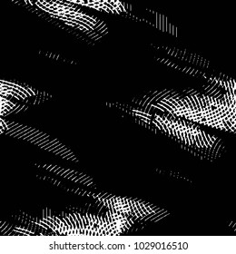 Abstract grunge grid stripe halftone background pattern. Black and white line vector illustration
