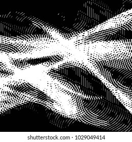 Abstract grunge grid stripe halftone background pattern. Black and white line vector illustration
