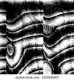 Abstract grunge grid stripe halftone background pattern. Black and white line vector illustration
