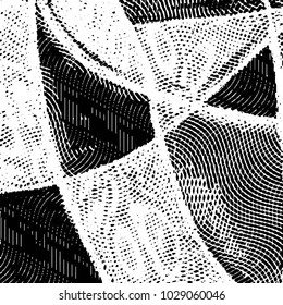 Abstract grunge grid stripe halftone background pattern. Black and white line vector illustration
