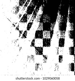 Abstract grunge grid stripe halftone background pattern. Black and white line vector illustration
