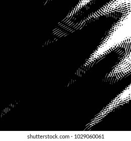 Abstract grunge grid stripe halftone background pattern. Black and white line vector illustration
