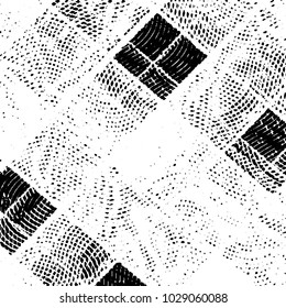 Abstract grunge grid stripe halftone background pattern. Black and white line vector illustration
