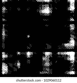 Abstract grunge grid stripe halftone background pattern. Black and white line vector illustration
