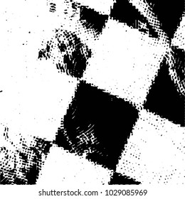 Abstract grunge grid stripe halftone background pattern. Black and white line vector illustration

