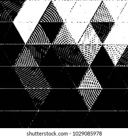 Abstract grunge grid stripe halftone background pattern. Black and white line vector illustration
