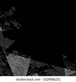 Abstract grunge grid stripe halftone background pattern. Black and white line vector illustration
