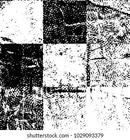 Abstract grunge grid stripe halftone background pattern. Black and white line vector illustration
