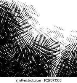 Abstract grunge grid stripe halftone background pattern. Black and white line vector illustration
