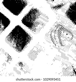 Abstract grunge grid stripe halftone background pattern. Black and white line vector illustration
