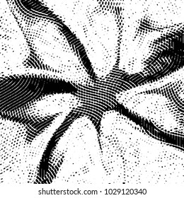 Abstract grunge grid stripe halftone background pattern. Black and white line vector illustration
