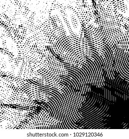 Abstract grunge grid stripe halftone background pattern. Black and white line vector illustration
