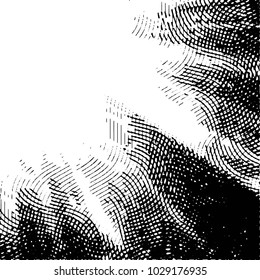 Abstract grunge grid stripe halftone background pattern. Black and white line vector illustration
