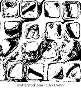 Abstract grunge grid stripe halftone background pattern. Black and white line vector illustration

