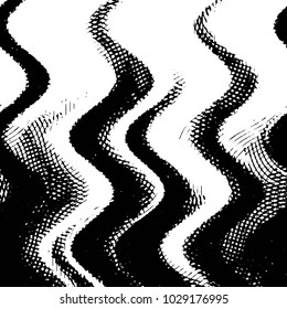 Abstract grunge grid stripe halftone background pattern. Black and white line vector illustration
