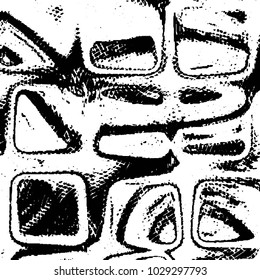 Abstract grunge grid stripe halftone background pattern. Black and white line vector illustration
