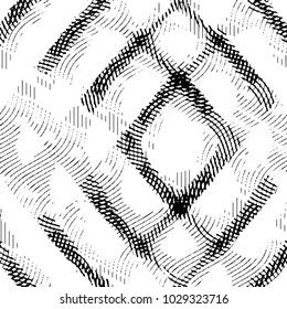 Abstract grunge grid stripe halftone background pattern. Black and white line vector illustration
