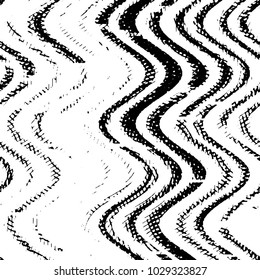 Abstract grunge grid stripe halftone background pattern. Black and white line vector illustration
