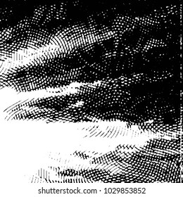 Abstract grunge grid stripe halftone background pattern. Black and white line vector illustration
