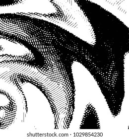 Abstract grunge grid stripe halftone background pattern. Black and white line vector illustration
