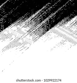 Abstract grunge grid stripe halftone background pattern. Black and white line vector illustration
