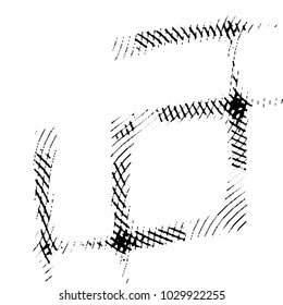 Abstract grunge grid stripe halftone background pattern. Black and white line vector illustration
