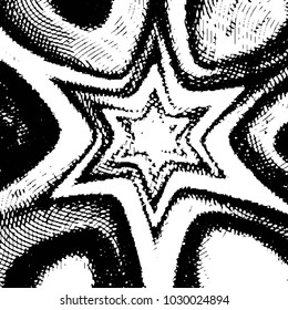 Abstract grunge grid stripe halftone background pattern. Black and white line vector illustration
