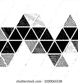Abstract grunge grid stripe halftone background pattern. Black and white line vector illustration

