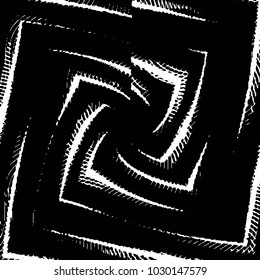 Abstract grunge grid stripe halftone background pattern. Black and white line vector illustration
