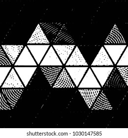Abstract grunge grid stripe halftone background pattern. Black and white line vector illustration
