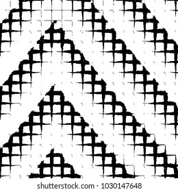 Abstract grunge grid stripe halftone background pattern. Black and white line vector illustration
