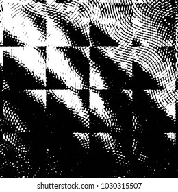 Abstract grunge grid stripe halftone background pattern. Black and white line vector illustration
