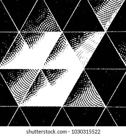 Abstract grunge grid stripe halftone background pattern. Black and white line vector illustration
