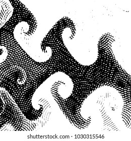 Abstract grunge grid stripe halftone background pattern. Black and white line vector illustration
