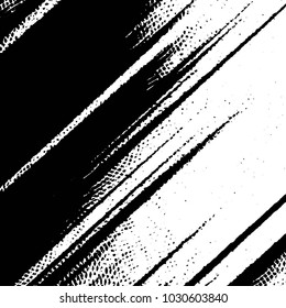 Abstract grunge grid stripe halftone background pattern. Black and white line vector illustration
