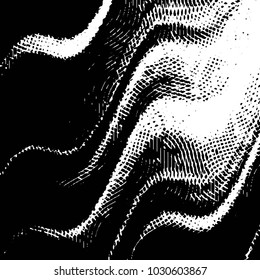 Abstract grunge grid stripe halftone background pattern. Black and white line vector illustration

