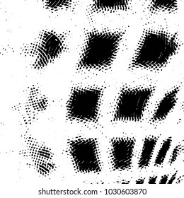 Abstract grunge grid stripe halftone background pattern. Black and white line vector illustration
