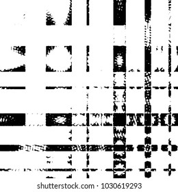 Abstract grunge grid stripe halftone background pattern. Black and white line vector illustration
