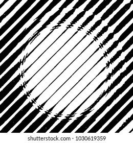 Abstract grunge grid stripe halftone background pattern. Black and white line vector illustration
