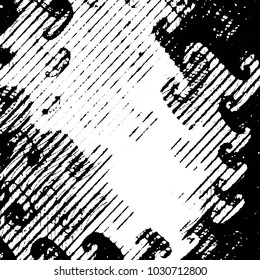 Abstract grunge grid stripe halftone background pattern. Black and white line vector illustration
