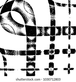 Abstract grunge grid stripe halftone background pattern. Black and white line vector illustration
