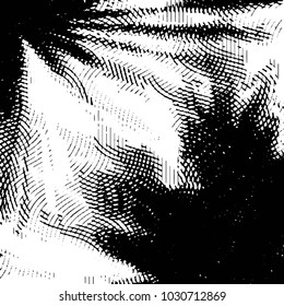 Abstract grunge grid stripe halftone background pattern. Black and white line vector illustration
