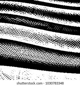 Abstract grunge grid stripe halftone background pattern. Black and white line vector illustration

